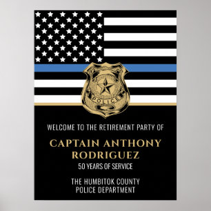 Police Retirement Thin Blue Line Law Enforcement Poster