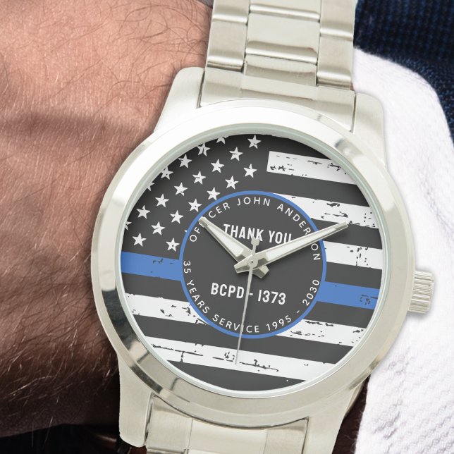 Police Retirement Thin Blue Line Law Enforcement Watch (Creator Uploaded)