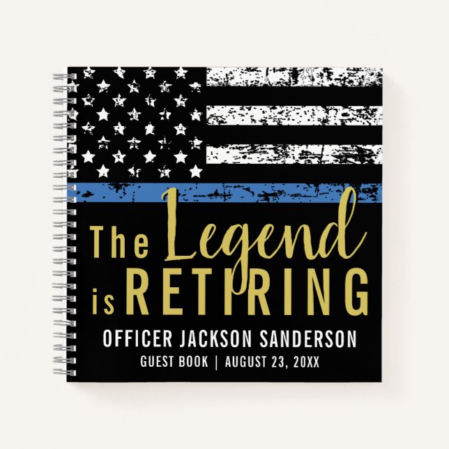 Police Retirement Thin Blue Line Party Guest Book (Front)