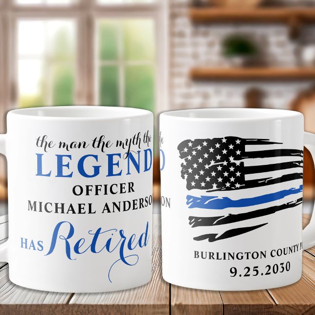 Police Retirement Thin Blue Line Personalised  Coffee Mug (Creator Uploaded)