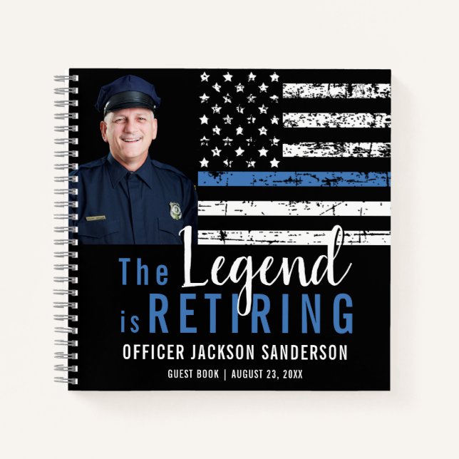 Police Retirement Thin Blue Line Photo Guest Book (Front)