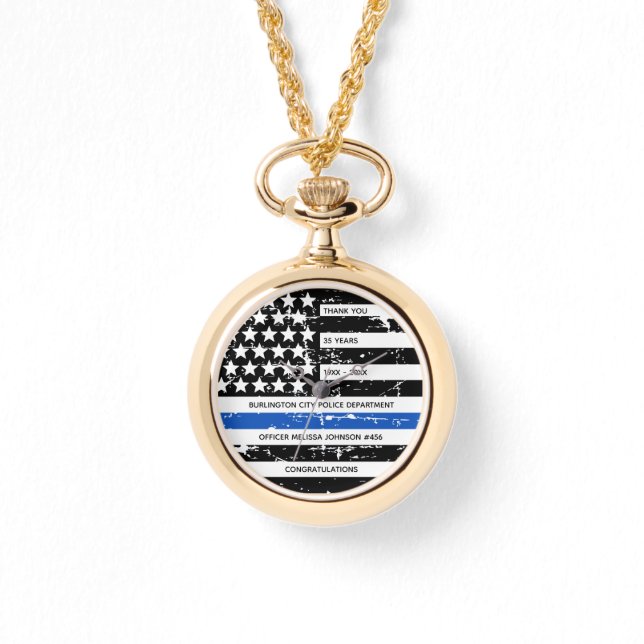 Police Retirement Thin Blue Line Years Of Service Watch (Front)