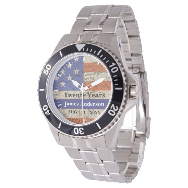 Police Retirement Watch Thin Blue Line US Flag (Angled)