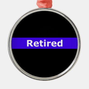Police Retirted Thin Blue Line Metal Tree Decoration