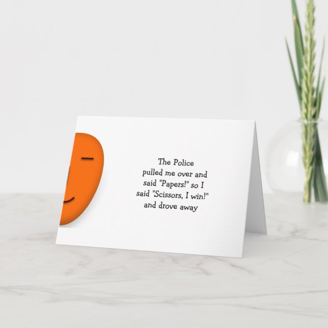 Police Rock Paper Scissors Funny Joke Quote Custom Card (Front)