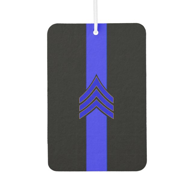 Police Sergeant Stripes Thin Blue Line Car Air Freshener (Front)