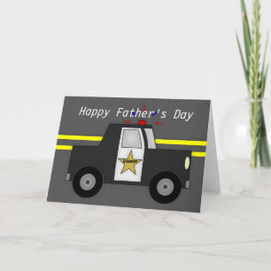Police Sheriff Car Happy Father's Day Card