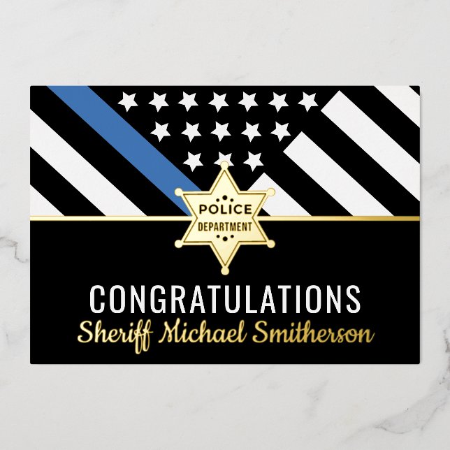 Police Sheriff Retirement Blue Line Congrats Card (Front)