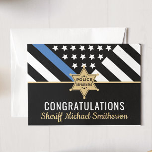 Police Sheriff Retirement Thin Blue Line Flag Card