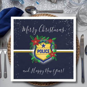Police Shield Merry Christmas & Happy New Year Napkin