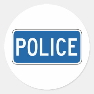 Police Street Sign Classic Round Sticker