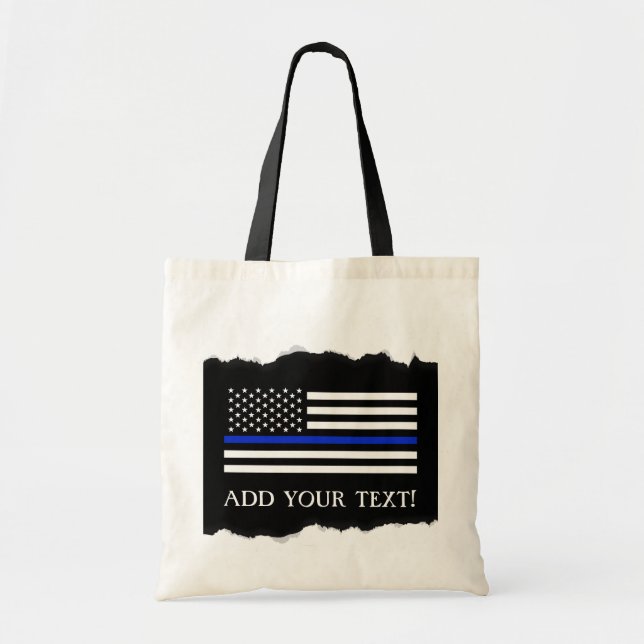 Police Style American Flag Custom Tote Bag (Front)