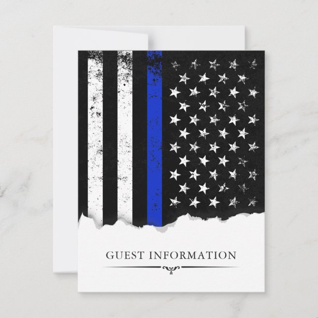 Police Style American Flag Party|Event Guest Info RSVP Card (Front)