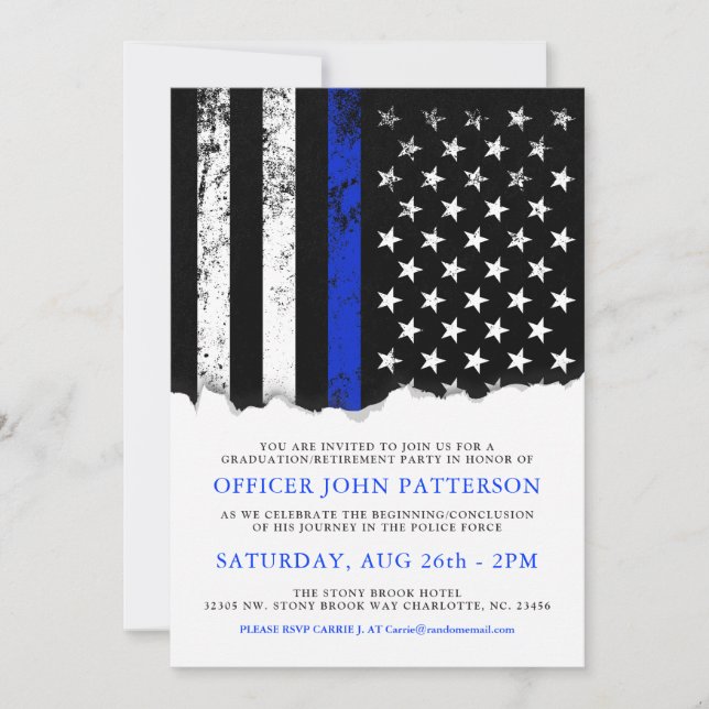 Police Style American Flag Party|Event WHT invite (Front)