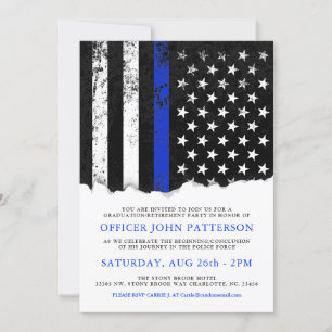 Police Style American Flag Party Event WHT invite