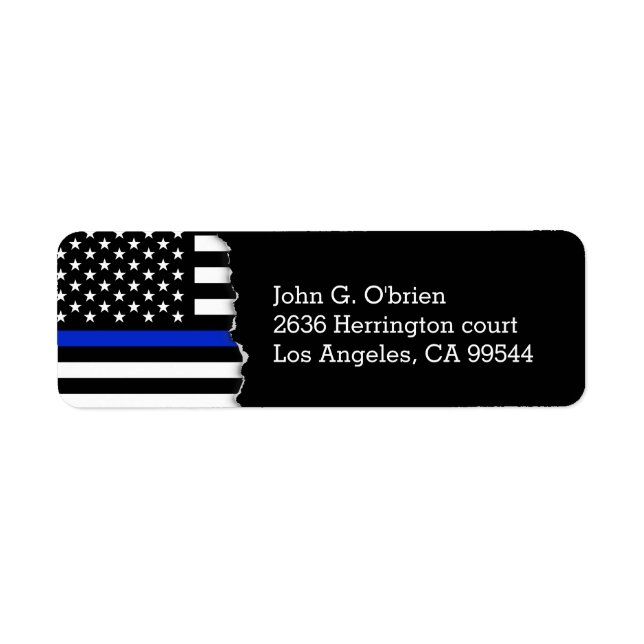 Police Style American Flag Return Address Label (Front)