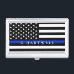 Police Styled American Flag Custom Name Business Card Holder<br><div class="desc">A personalise police flag custom name business card holder.</div>
