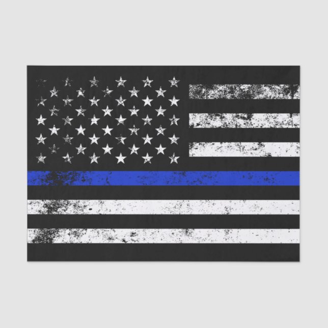 Police Styled Distressed American Flag Tissue Paper (Front)