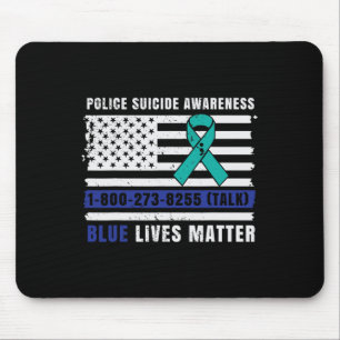 Police Suicide Awareness Blue Lives Law Enforcemen Mouse Pad