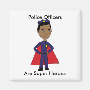 Police Super Hero  African American Personalise Magnet