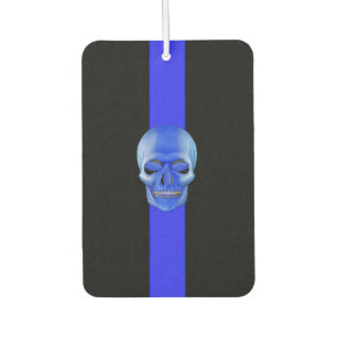Police Supporter Thin Blue Line Skull Car Air Freshener