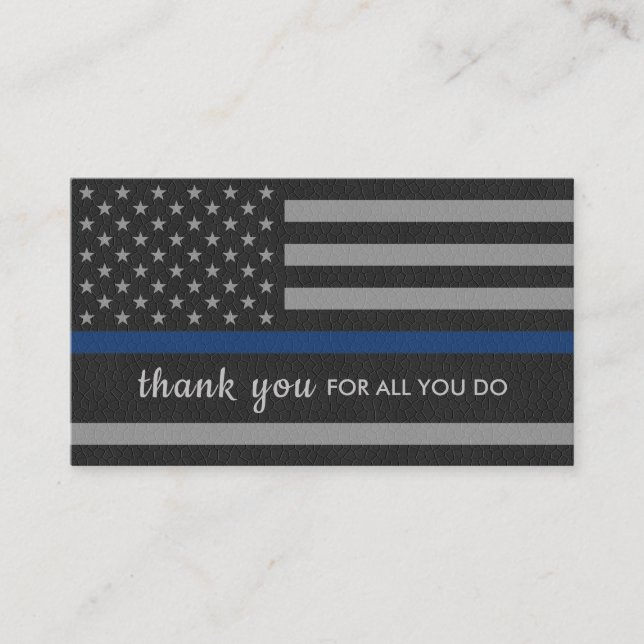 Police Thank You Personalised Thin Blue Line Business Card (Front)