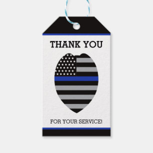 Police Thank You Tag, Thin Blue Line Gift Tags