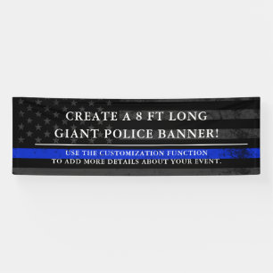 Police Themed American Flag Dark Backdrop Banner