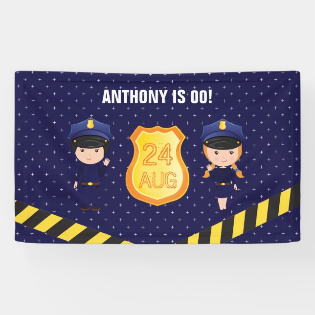 Police themed Birthday Party personalised Banner (Horizontal)