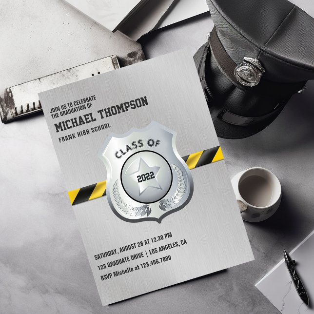 Police themed Graduation Party Invitation (Police Graduation Party Invitation)