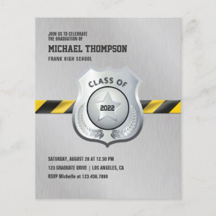 Police themed Graduation Party Photo Invitation Flyer