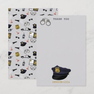 Police Themed Policeman Cop Boy Kids Thank You Card