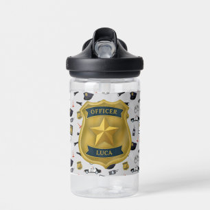 Police Themed Policeman Cop Officer Name Water Bottle