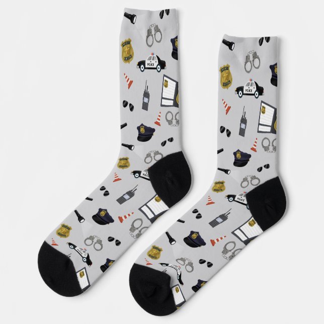 Police Themed Policeman Cop Pattern Socks (Left)