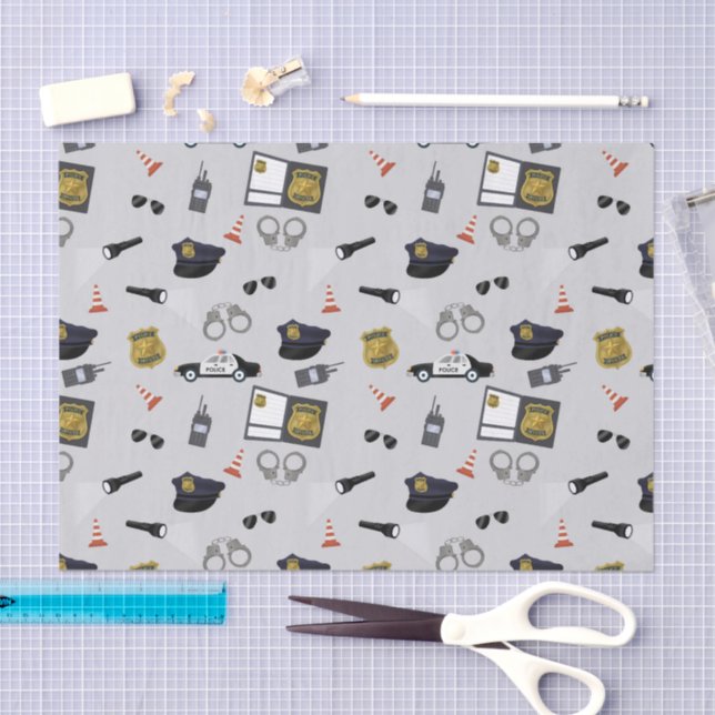 Police Themed Policeman Cop Pattern Tissue Paper (Craft)