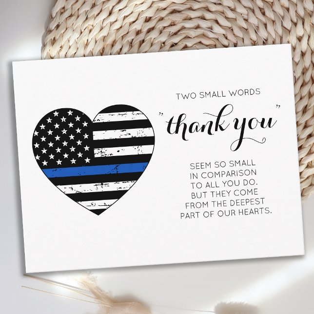 Police Thin Blue Line America Flag Heart Thank You Postcard (Creator Uploaded)