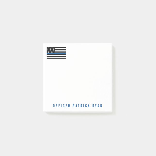Police Thin Blue Line American Flag Add Name 3 x 3 Post-it Notes (Front)
