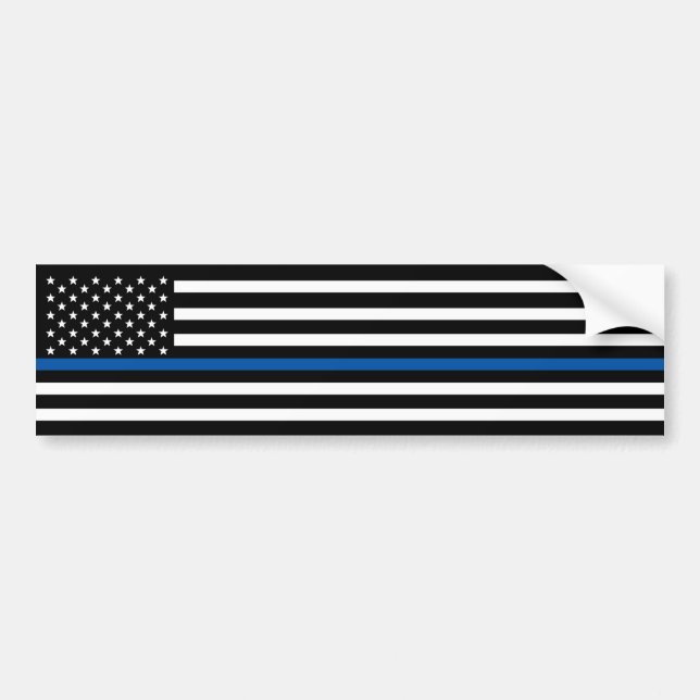 Police Thin Blue Line American Flag Bumper Sticker (Front)
