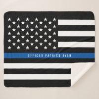 Police Thin Blue Line American Flag Monogram Med.