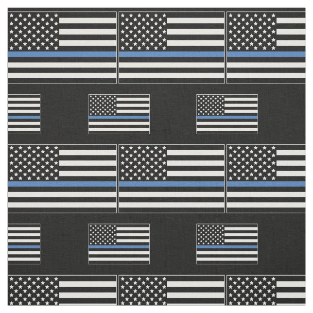 Police Thin Blue Line American Flag Officer Fabric (Swatch)