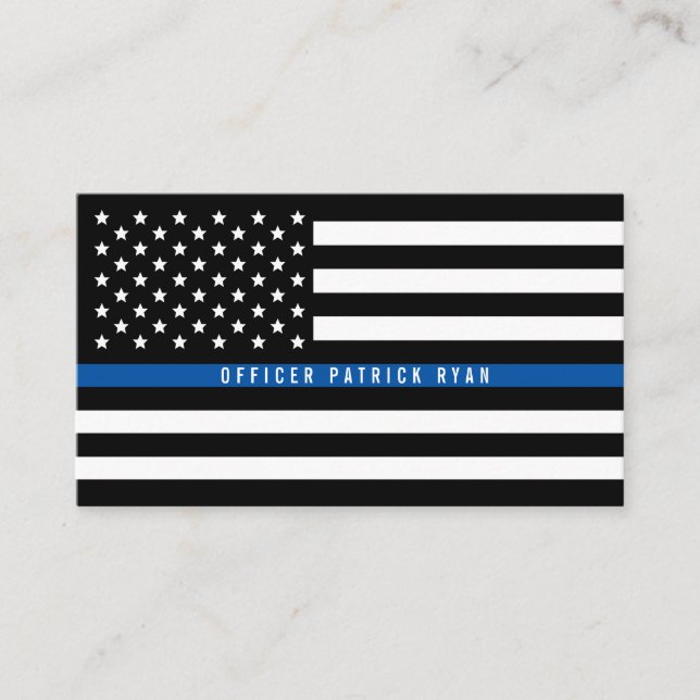 Police Thin Blue Line American Flag Professional Business Card (Front)
