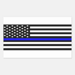 Police Thin Blue Line American Flag Rectangular Sticker