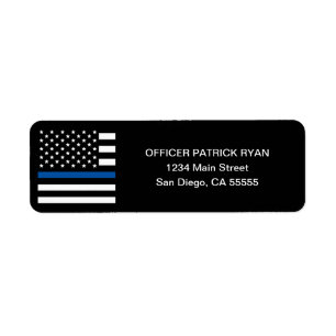 Police Thin Blue Line American Flag Return Address Return Address Label