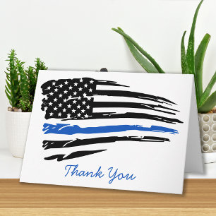 Police Thin Blue Line American Flag Thank You Card