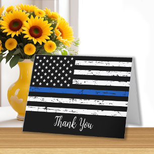 Police Thin Blue Line American Flag Thank You Card