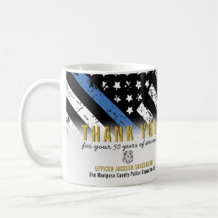 Police Thin Blue Line American Flag Thank You Coffee Mug