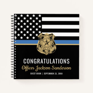 Police Thin Blue Line Congrats Retirement Guest Notebook