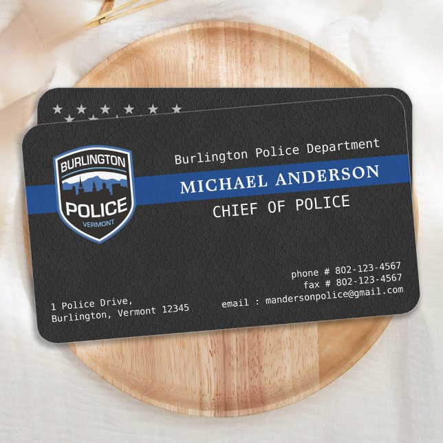 Police Thin Blue Line Custom Logo Law Enforcement Business Card (Creator Uploaded)
