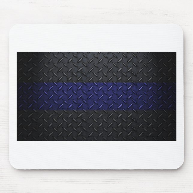 Police Thin Blue Line Diamond Plate Mouse Pad (Front)