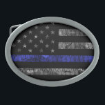 Police Thin Blue Line Flag Belt Buckle<br><div class="desc">Police Thin Blue Line Flag</div>